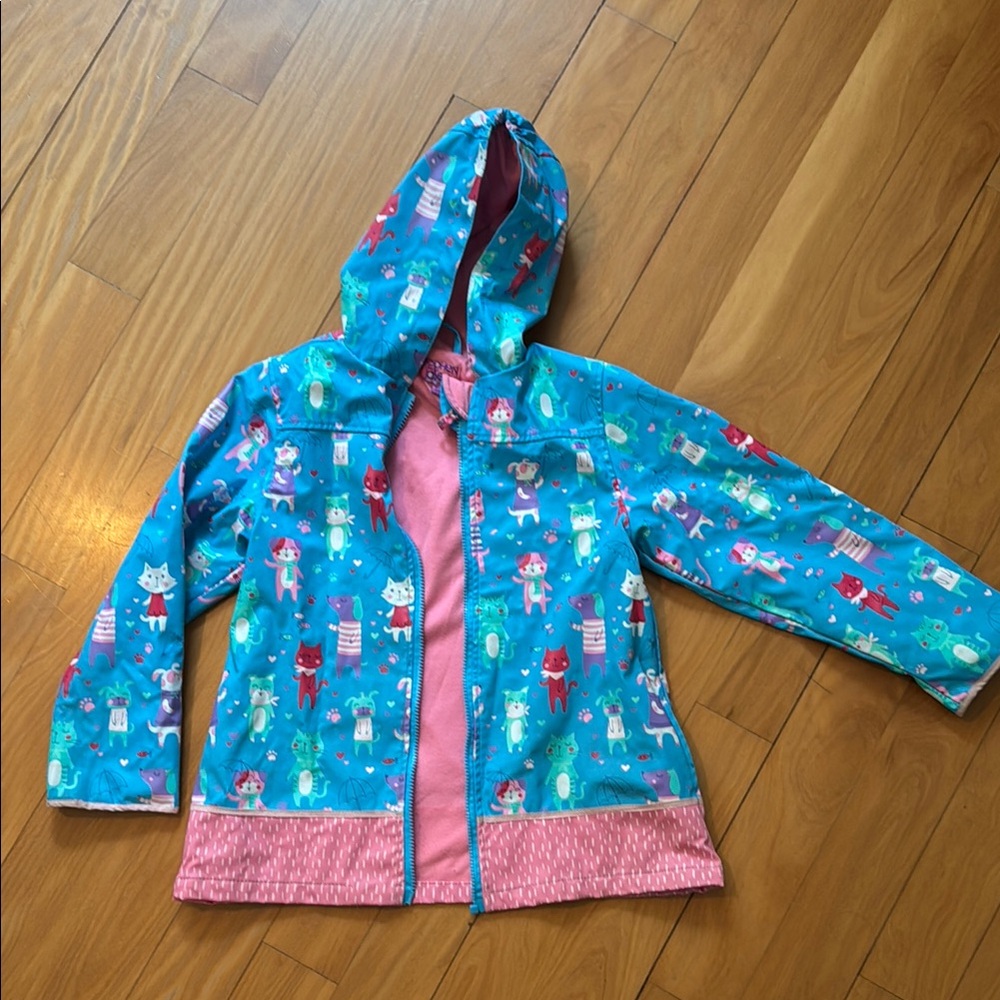 Kids Blue and Pink Cat & Dog Hooded raincoat